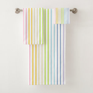Vertikale umrissene Pastellregenbogen-Streifen Badhandtuch Set