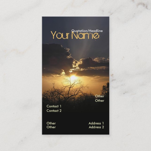 Vertikale Visitenkarte für Sunset Skys (Vorderseite)