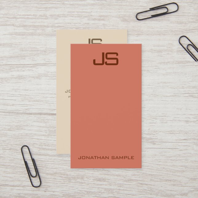 Vertikale Visitenkarten Modernes elegantes Monogra Visitenkarte (Vorderseite/Rückseite Beispiel)