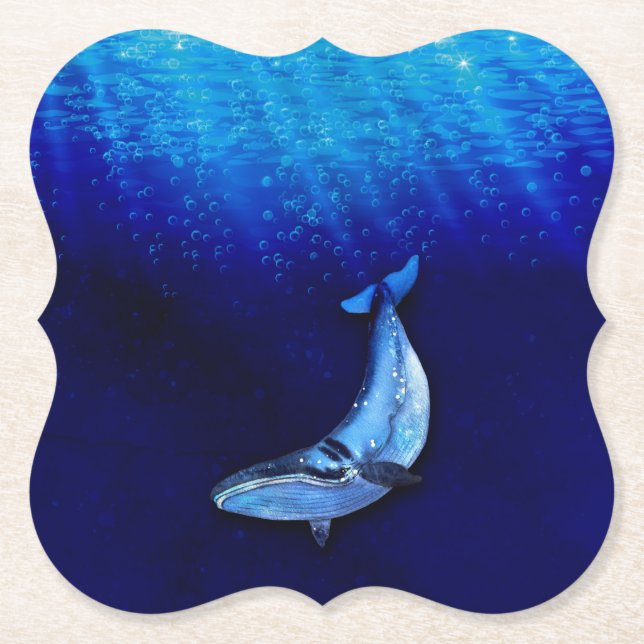 Vertikale Whale-Motion-Szene bis unten in Meeresti Untersetzer (Vorderseite)