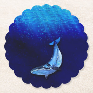 Vertikale Whale-Motion-Szene bis unten in Meeresti Untersetzer
