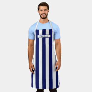 Vertikaler breiter DIY-Streifen in Navy-Weiß SV Schürze