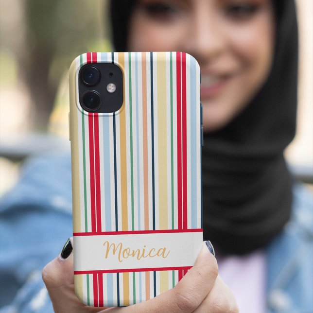 Vertikaler individuelle Name im Federstil Case-Mate iPhone Hülle (Spring style vertical stripes custom name Case-Mate iPhone case)