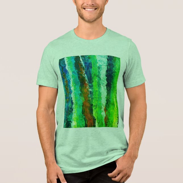 Vertikaler männlicher Grünstreifen Tri-Blend Shirt (Vorderseite)