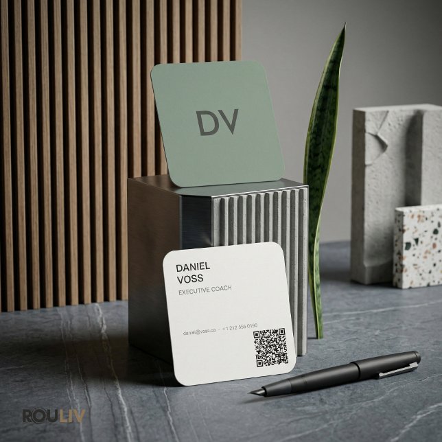 Vertikaler Minimaler Moderner QR-Code | Profession Quadratische Visitenkarte (Architectural Vertical Minimal QR Code Executive Consultant Professional
)