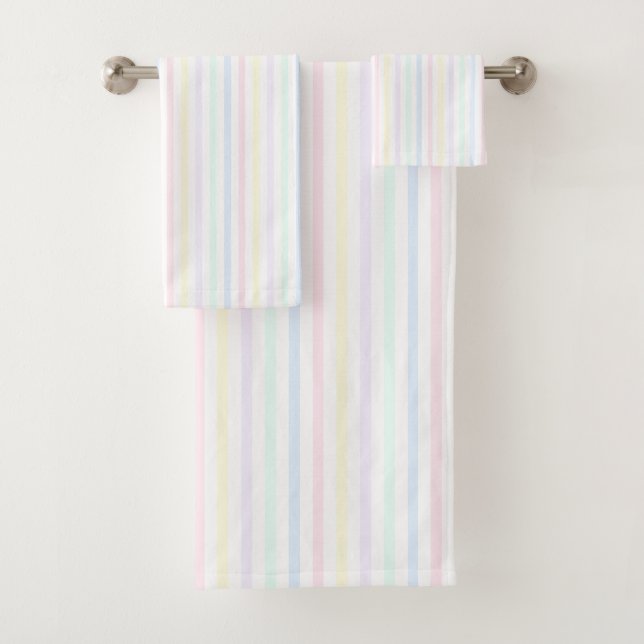 Vertikaler Regenbogen Candy Stripe Badhandtuch Set (Insitu)