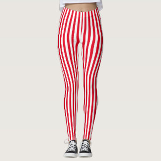 Vertikaler roter weißer Candycane Streifen Leggings