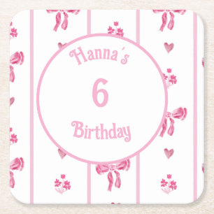 Vertikaler Streifen mit rosa Bow - Preppy-Coquette Rechteckiger Pappuntersetzer