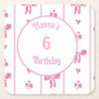 Vertikaler Streifen mit rosa Bow - Preppy-Coquette Rechteckiger Pappuntersetzer