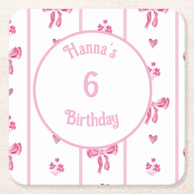 Vertikaler Streifen mit rosa Bow - Preppy-Coquette Rechteckiger Pappuntersetzer (Vorderseite)