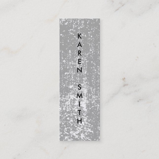 Vertikaler Text Moderner Grunge-Stil Mini Visitenkarte (Vorderseite)