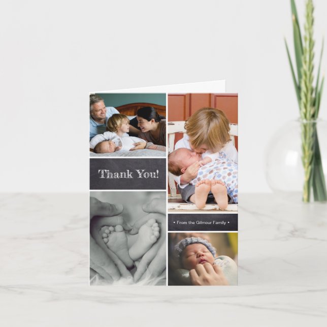 Vertikales Baby Vielen Dank für Ihre Geburtsankünd Dankeskarte (Vorderseite)