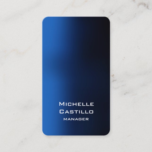 Vertikales, blaues, einzigartiges Design Visitenkarte (Vorderseite)