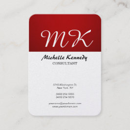 Vertikales Chubby Red Strip Weißes Pinselskript Visitenkarte