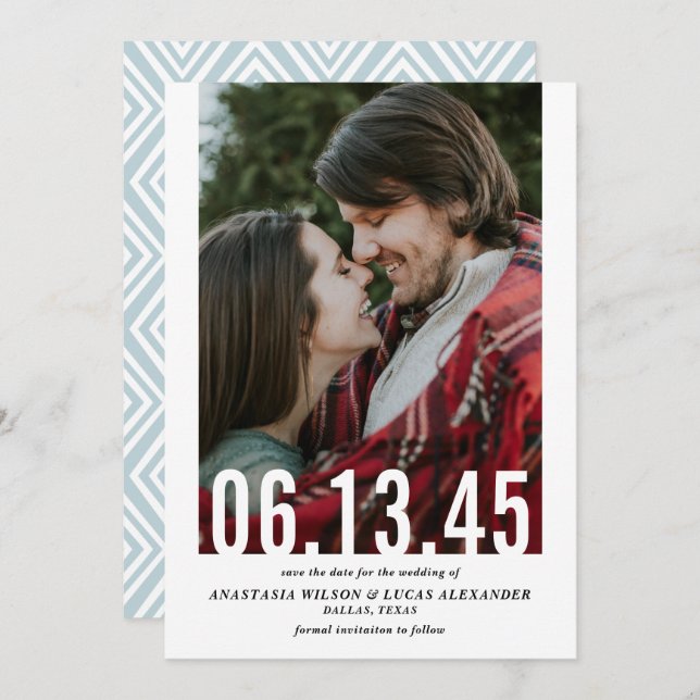 Vertikales Foto für das Hochzeitdatum Save the Dat Save The Date (Vorne/Hinten)