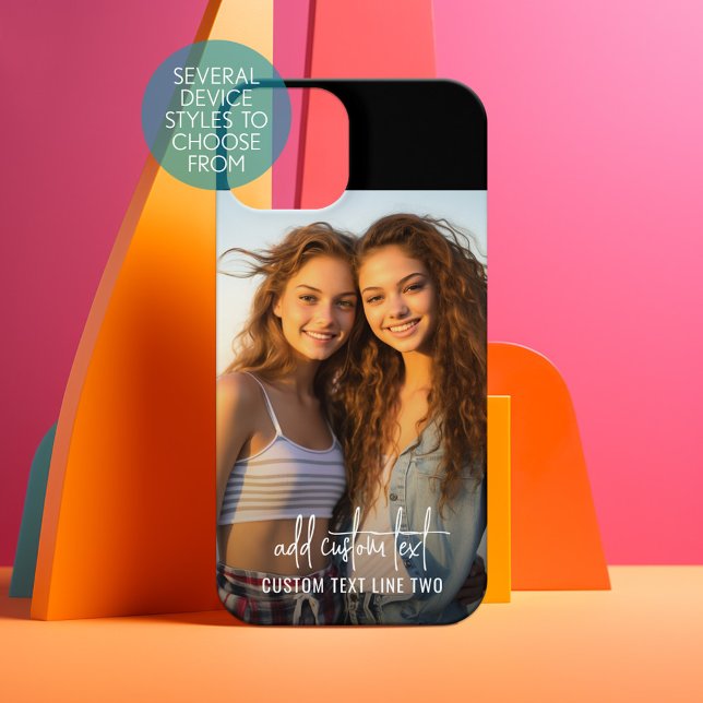 Vertikales Foto mit benutzerdefiniertem Text in Tr iPhone 15 Hülle (Personalized Phone Case - Choose Your Device and Customize the Design)