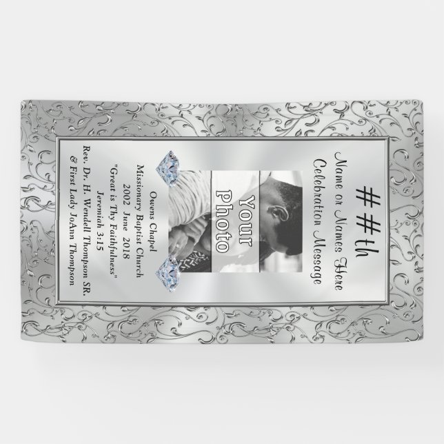 Vertikales Foto und personalisierte Party-Fahne Banner (Horizontal)