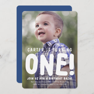 Vertikales Full Foto Erster Geburtstag Einladung