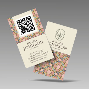 Vertikales Jugendstil-Buntglas-QR-Unternehmensauto Visitenkarte