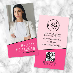 Vertikales Logo für das Foto QR-Code in Hot Rosa Visitenkarte