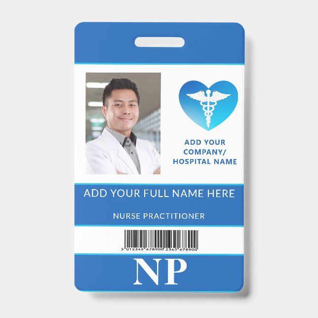 Vertikales NP, Nurse Practitioner Foto ID Bar Code Ausweis (Vorderseite)