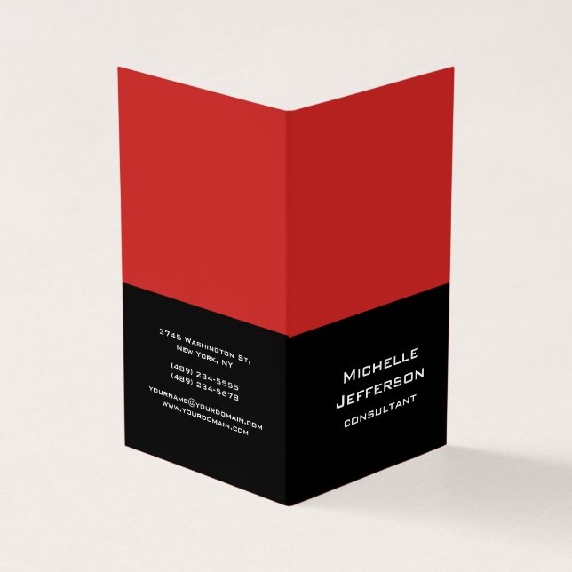 Vertikales Rotes Schwarz Abstrakt Modernes, trendi Visitenkarten (Vorderseite)