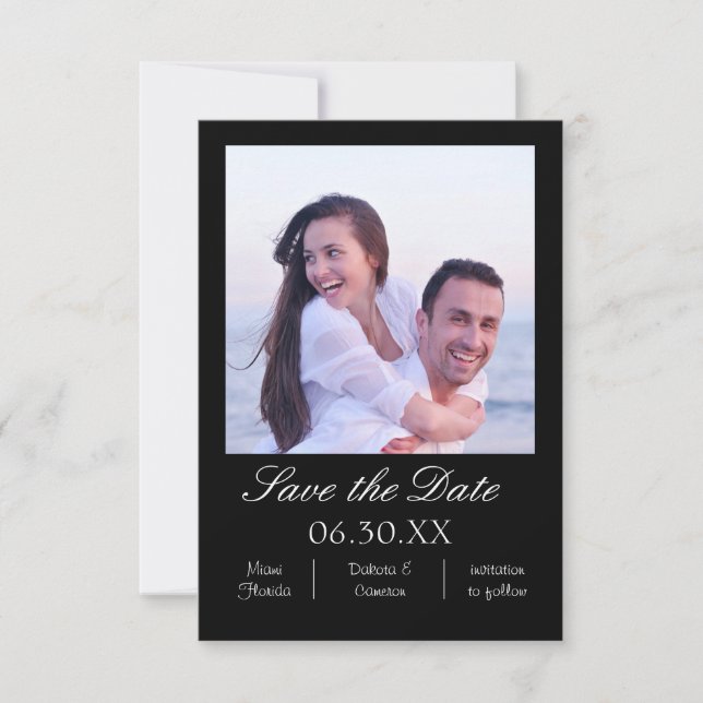 Vertikales schwarzes Foto - Save the Date 3x5 (Vorderseite)