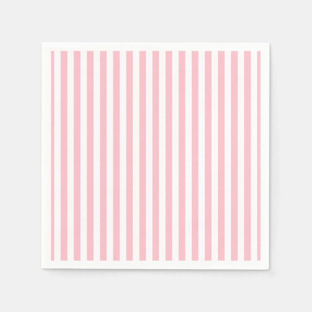 Vertikales Streifen-Papier mit rosa und weißem Med Serviette (Vorderseite)