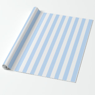 Vertikales Streifenmuster in Babyblau und Weiß Geschenkpapier