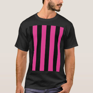 Vertikales Strickdesign in Schwarz und Rosa T-Shirt