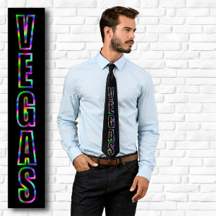 Vertikales VEGAS Neon-Grafik Schwarz Krawatte