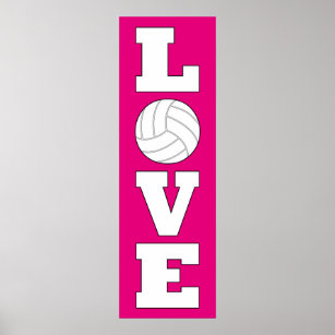 Vertikales Volleyball-Liebe-Farbposter Poster