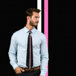Vertikales Weiß, Pink-Streifen auf schwarzer Krawatte