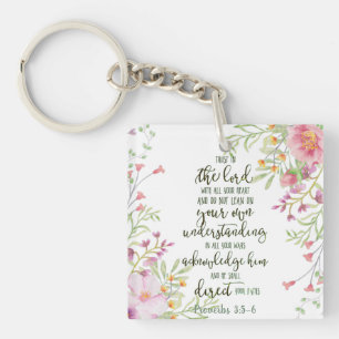 Vertraue auf den Herrn floral Schlüsselanhänger