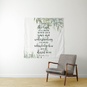 Vertraue auf den Herrn floral Wandteppich