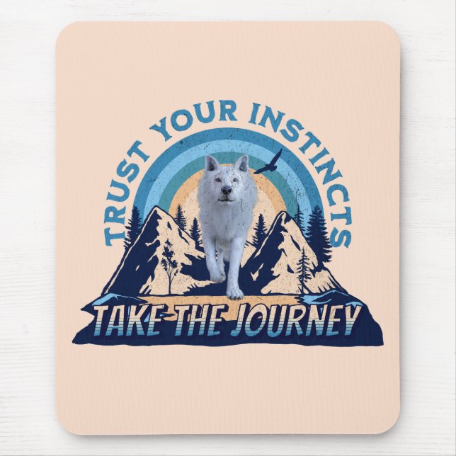 Vertraue Deinen Instinkten Arktiswolf-Abenteuer-Ku Mousepad (Vorne)