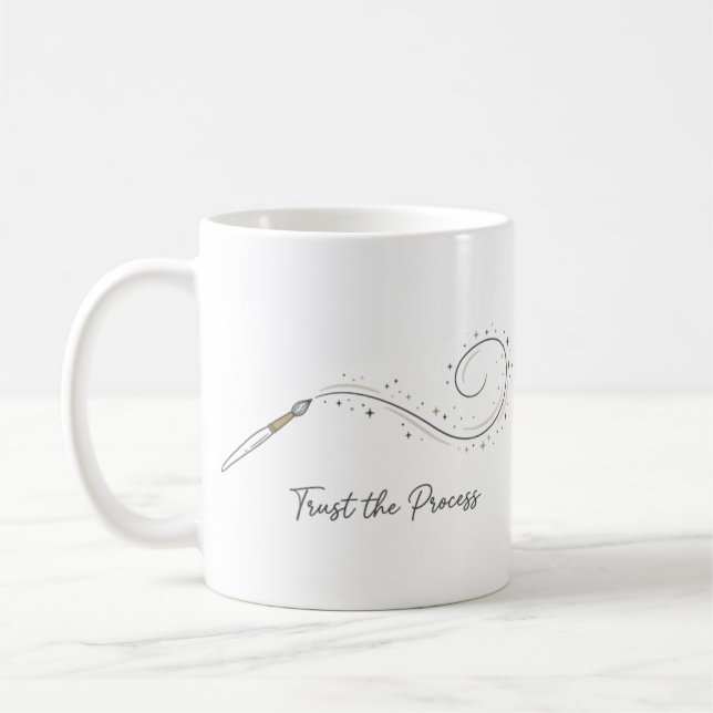 Vertraue dem Prozess Minimalistische Kaffeetasse (Links)