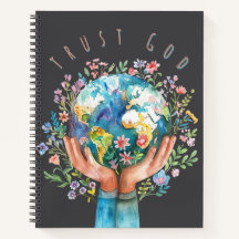 Vertraue Gott Blumenerde Notizbuch | Christlicher 