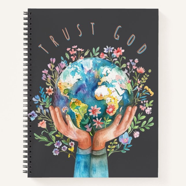 Vertraue Gott Blumenerde Notizbuch | Christlicher  (Vorderseite)