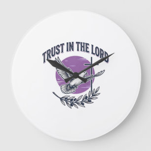 Vertraue in den Herrn Taube Christliches T-Shirt-D Große Wanduhr