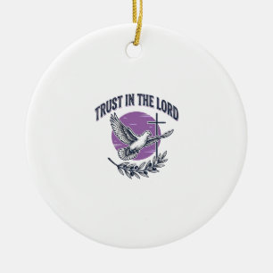 Vertraue in den Herrn Taube Christliches T-Shirt-D Keramik Ornament