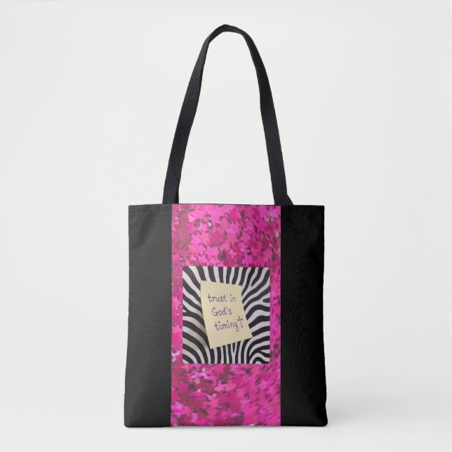 Vertraue in Gottes Zeitplanung rosa Glitter Zebra  (Vorderseite)