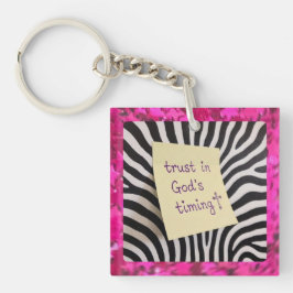 Vertraue in Gottes Zeitplanung rosa Glitter-Zebra  Schlüsselanhänger