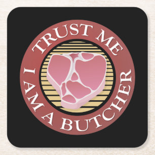 Vertraue mir, ich bin ein Butcher-T-Bone Rechteckiger Pappuntersetzer