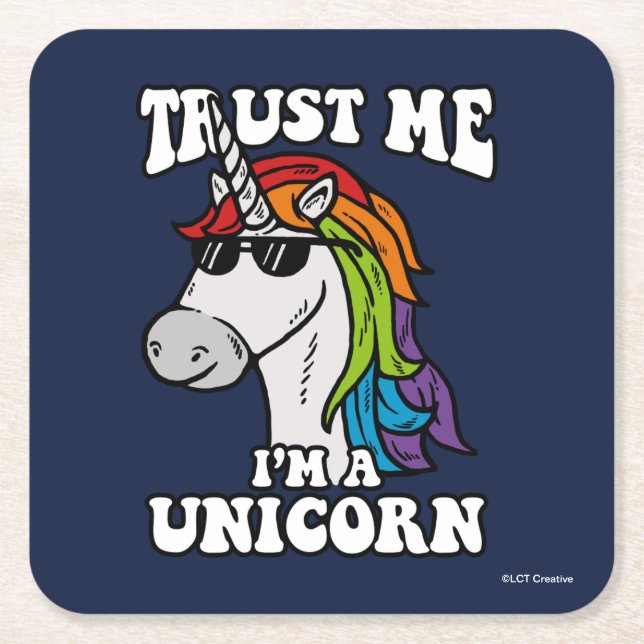 Vertraue mir, ich bin ein Einhorn Rechteckiger Pappuntersetzer (Vorderseite)