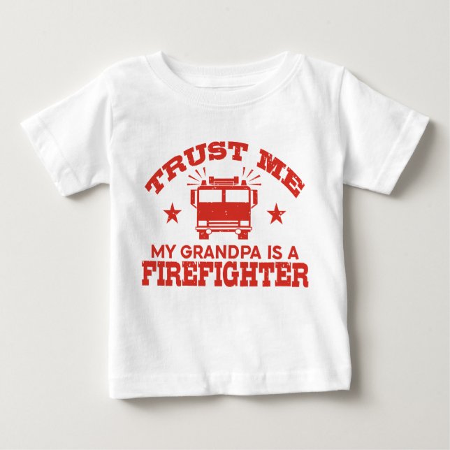 Vertraue mir Mein Opa ist Feuerwehrmann Baby T-shirt (Vorderseite)