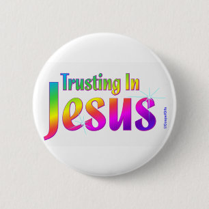 Vertrauen auf christliches Geschenk Jesuss Button