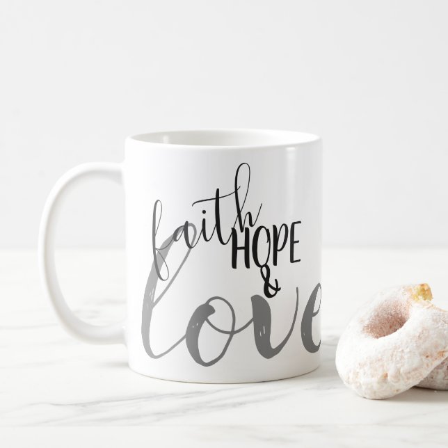 Vertrauen, Hoffnung und Liebe Tasse (Mit Donut)