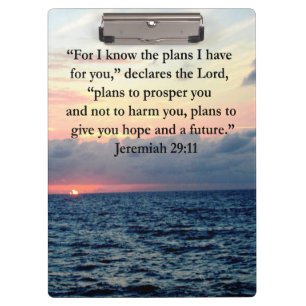 VERTRAUEN IM JEREMIAH 29:11 SONNENVERSE KLEMMBRETT