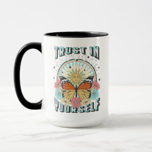 Vertrauen in dich selbst   Sonne und Schmetterling Tasse